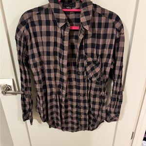 Sanctuary Black and Brown Plaid Shirt